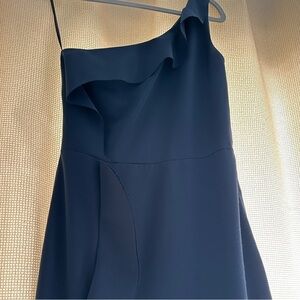 Navy long prom dress